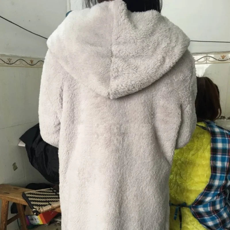 Sudadera Lana Capucha Mujer Cárdigan