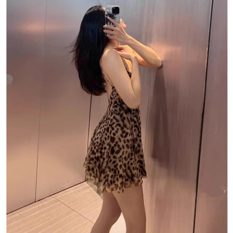 Minivestido Tul Leopardo Espalda Descubierta