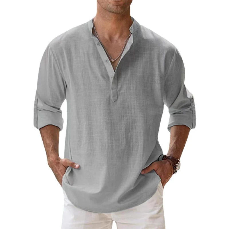 Camisa Lino Algodón Hombre Casual