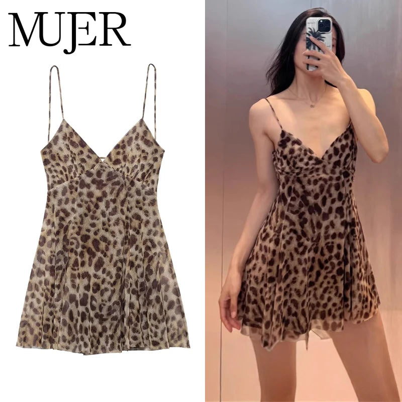 Minivestido Tul Leopardo Espalda Descubierta
