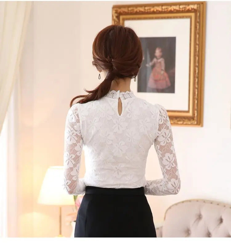 Camiseta Forro Polar Encaje Manga Larga