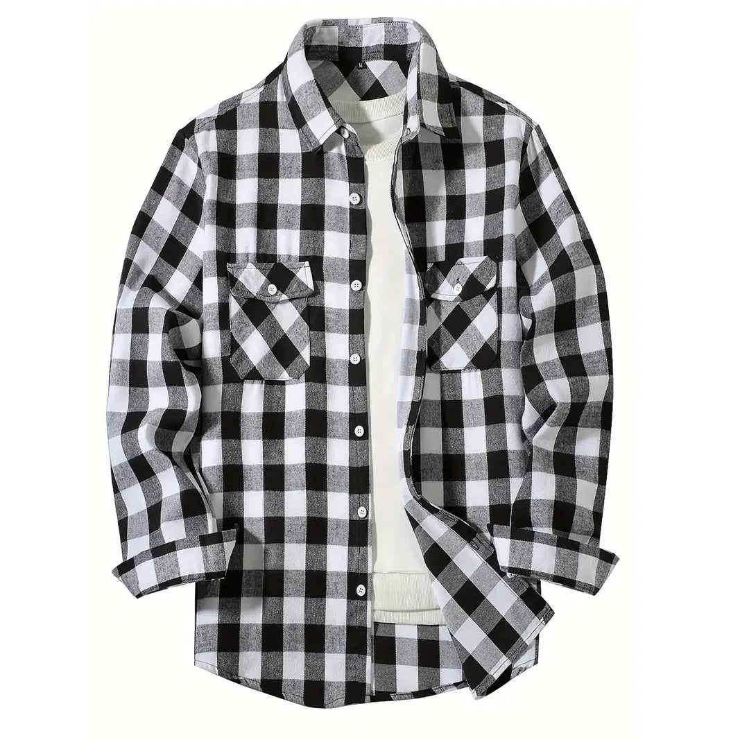 Camisa Franela Cuadros Hombre Manga Larga