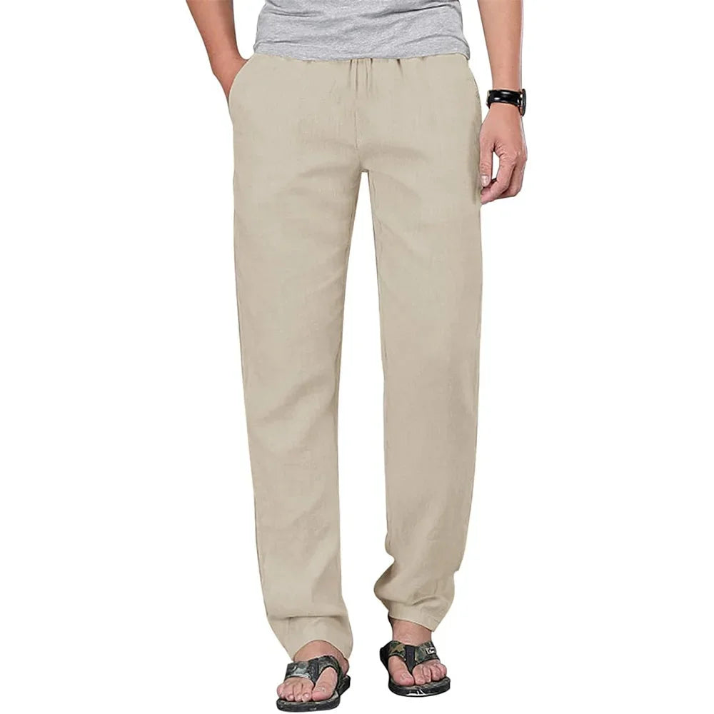 Pantalones Algodón Lino Hombre Yoga