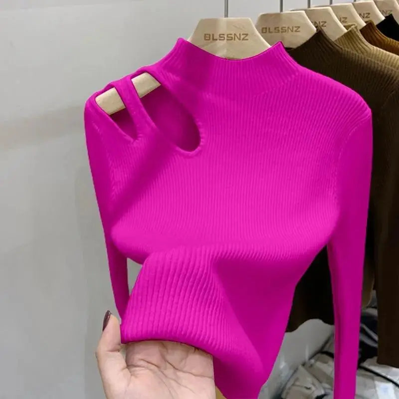 Suéter Punto Cuello Alto Mujer Invierno