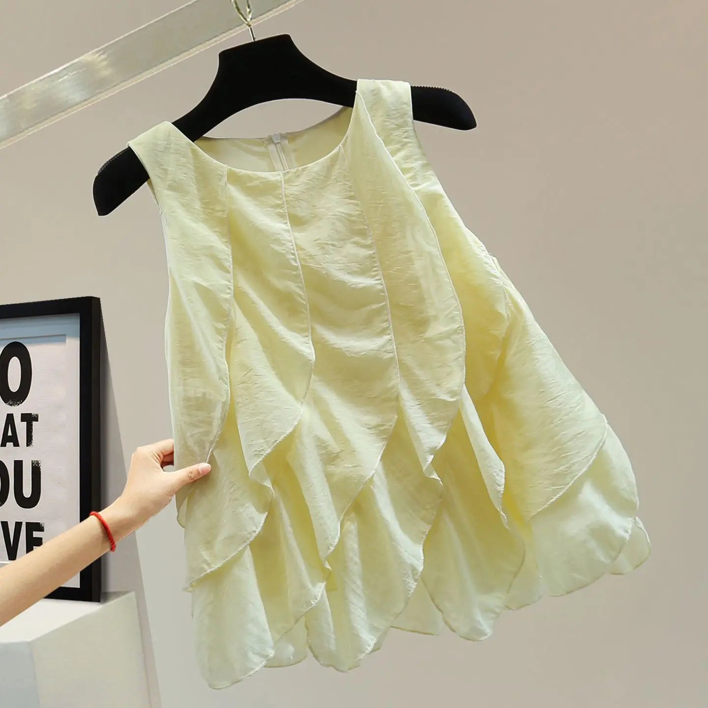 Chaleco Gasa Encaje Sin Mangas Mujer