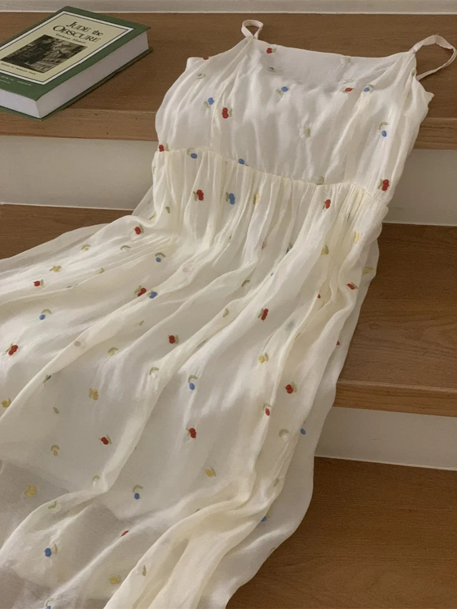 Vestido Mini Bordado Colorido Casual Verano