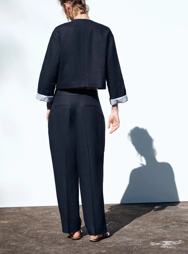 Conjunto Chaqueta Lino Pantalones Casual