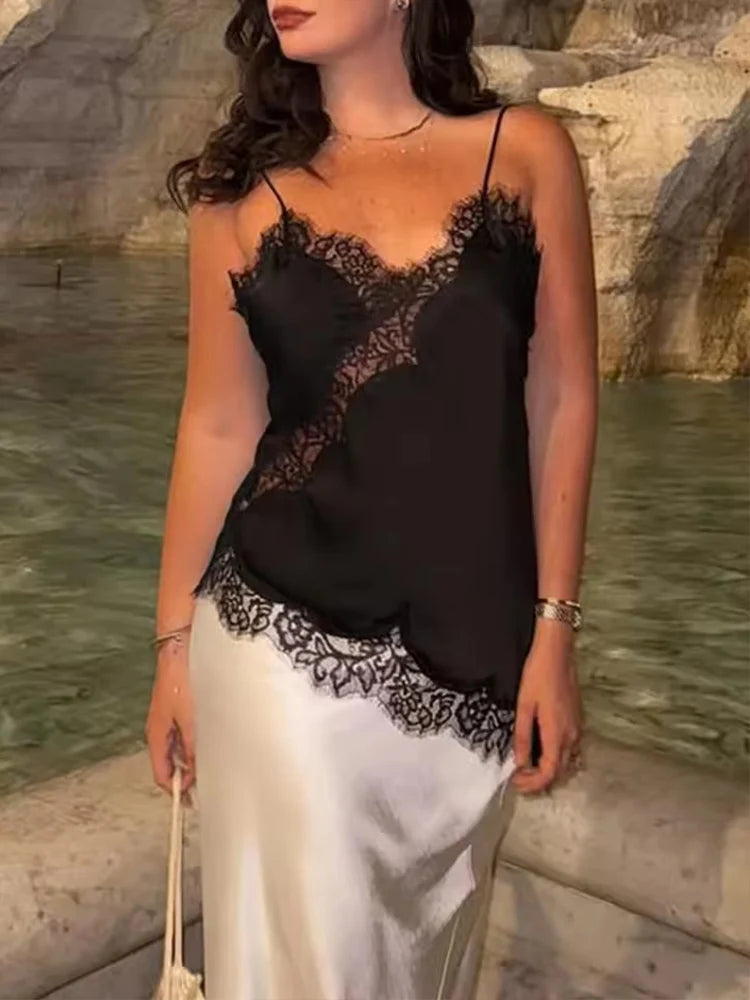 Top Corto Encaje Sexy Espalda Descubierta