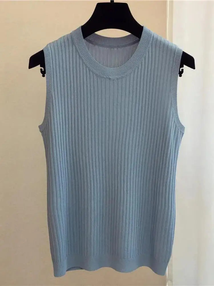 Top Sin Mangas Tejido Ajustado Casual