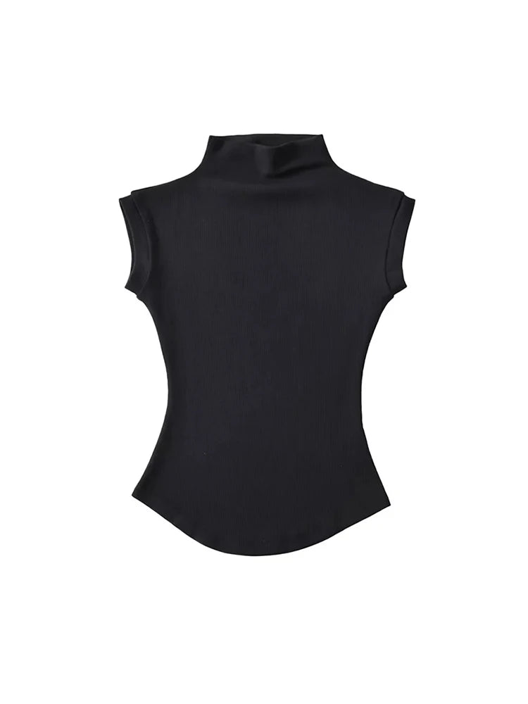Blusa Sin Mangas Cuello Alto Ajustada