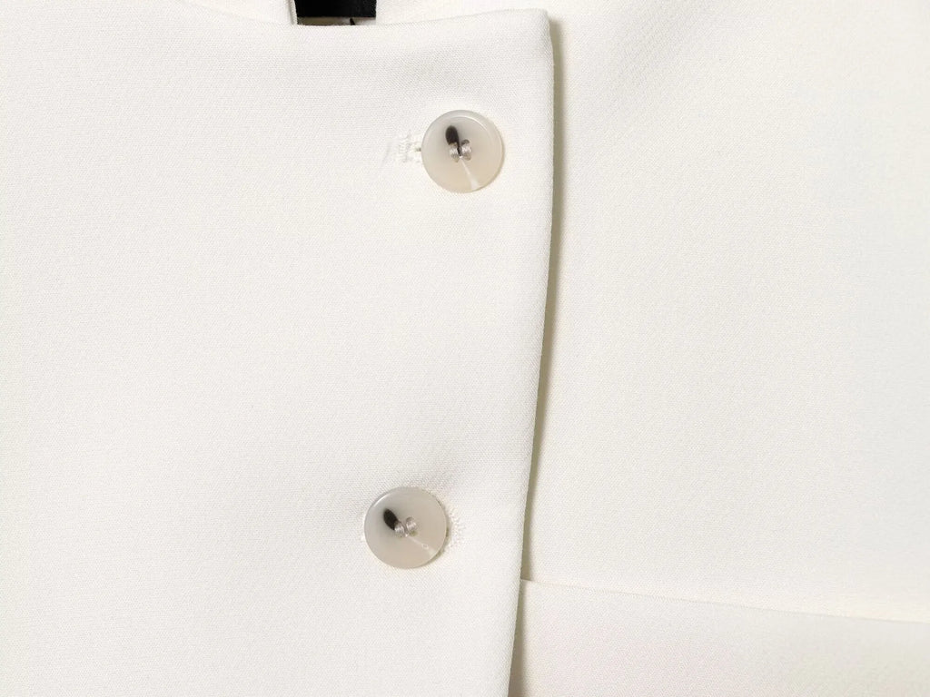 Blazer Blanco Profesional - Chaqueta Mujer Cuello Mao Corta