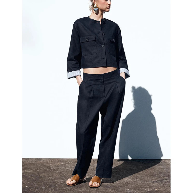 Conjunto Chaqueta Lino Pantalones Casual