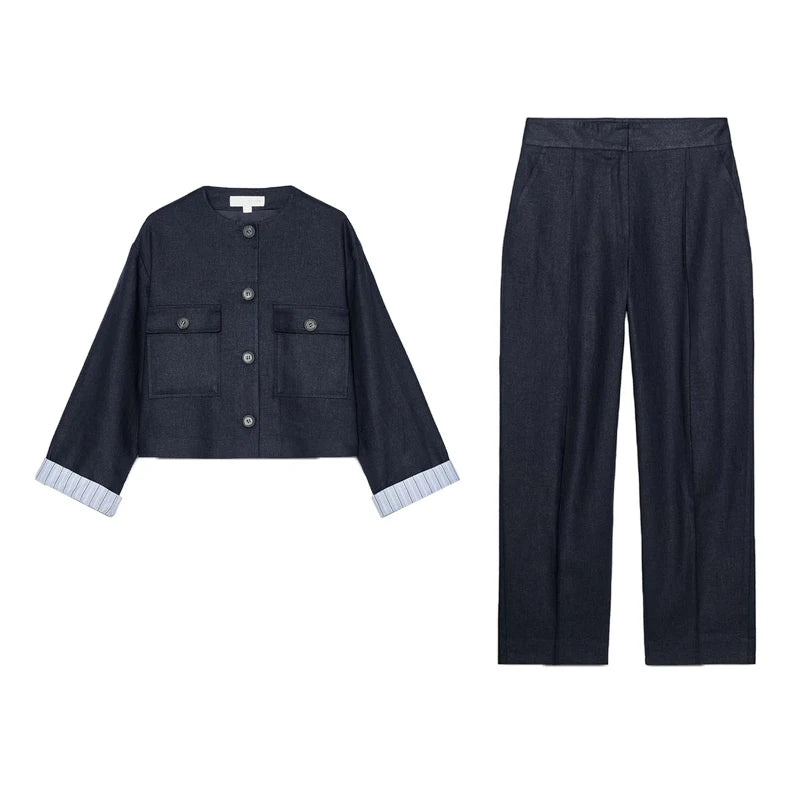 Conjunto Chaqueta Lino Pantalones Casual