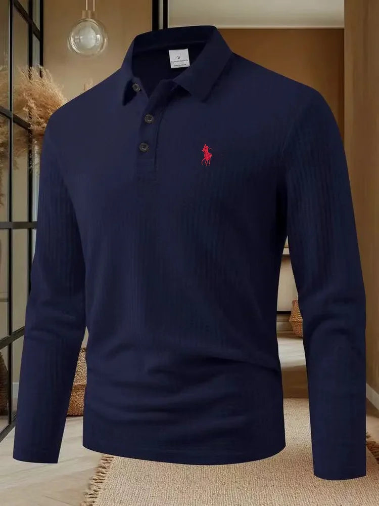 Camiseta Polo Bordada Hombre Manga Larga