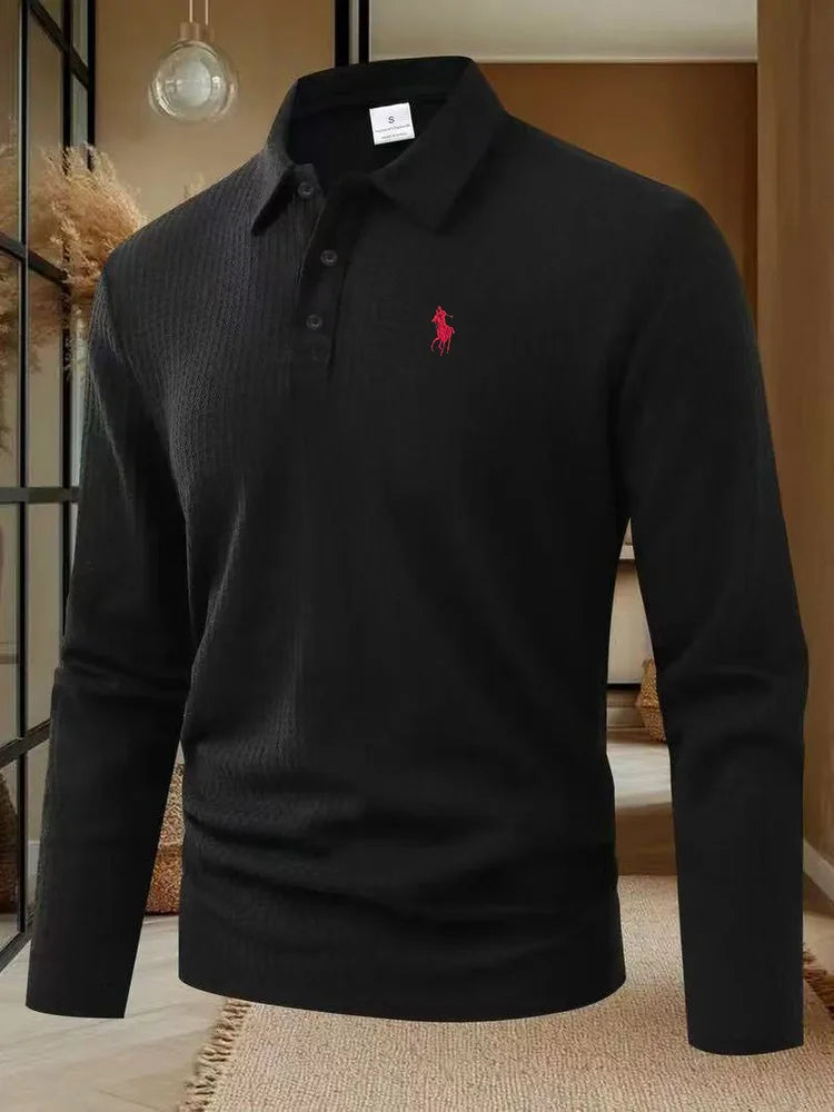 Camiseta Polo Bordada Hombre Manga Larga