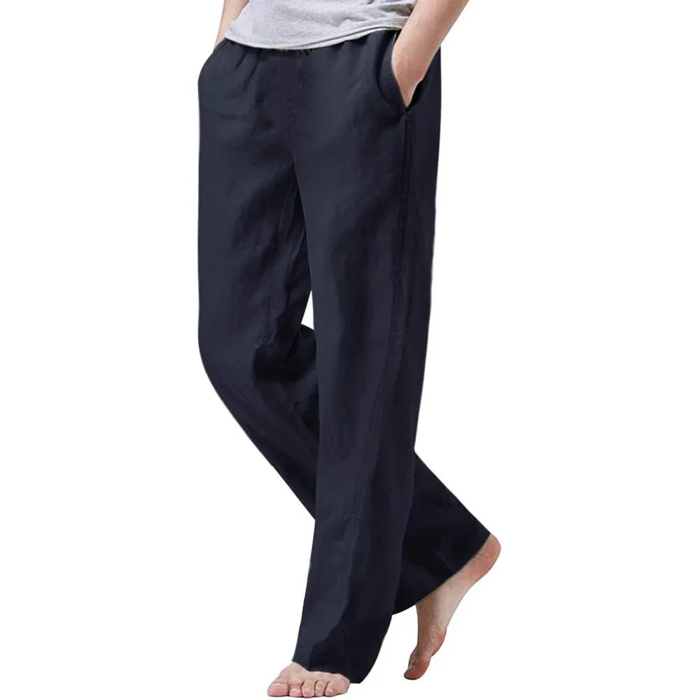 Pantalones Algodón Lino Hombre Yoga
