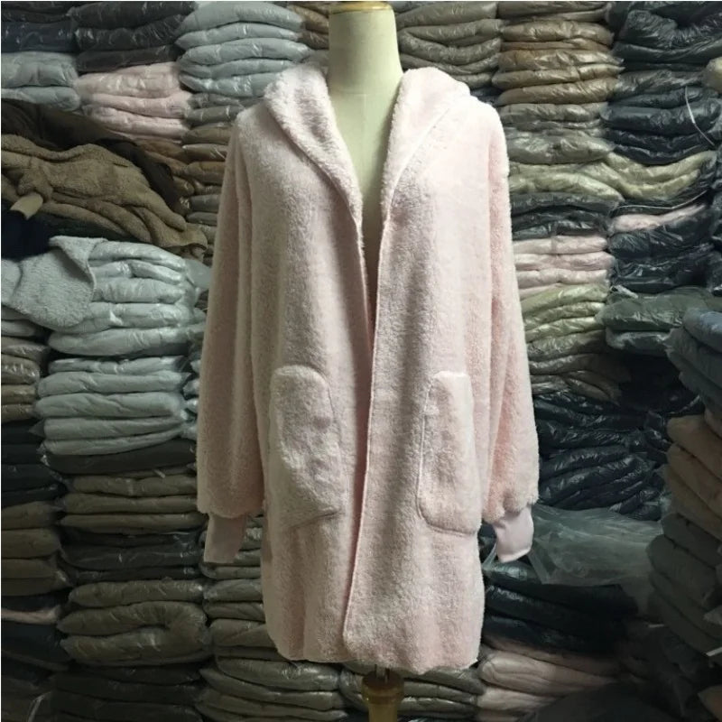 Sudadera Lana Capucha Mujer Cárdigan