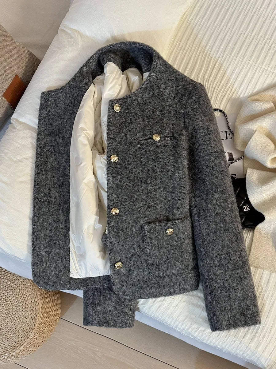 Abrigo Corto Lana Mujer Invierno