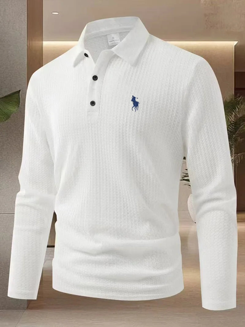 Camiseta Polo Bordada Hombre Manga Larga