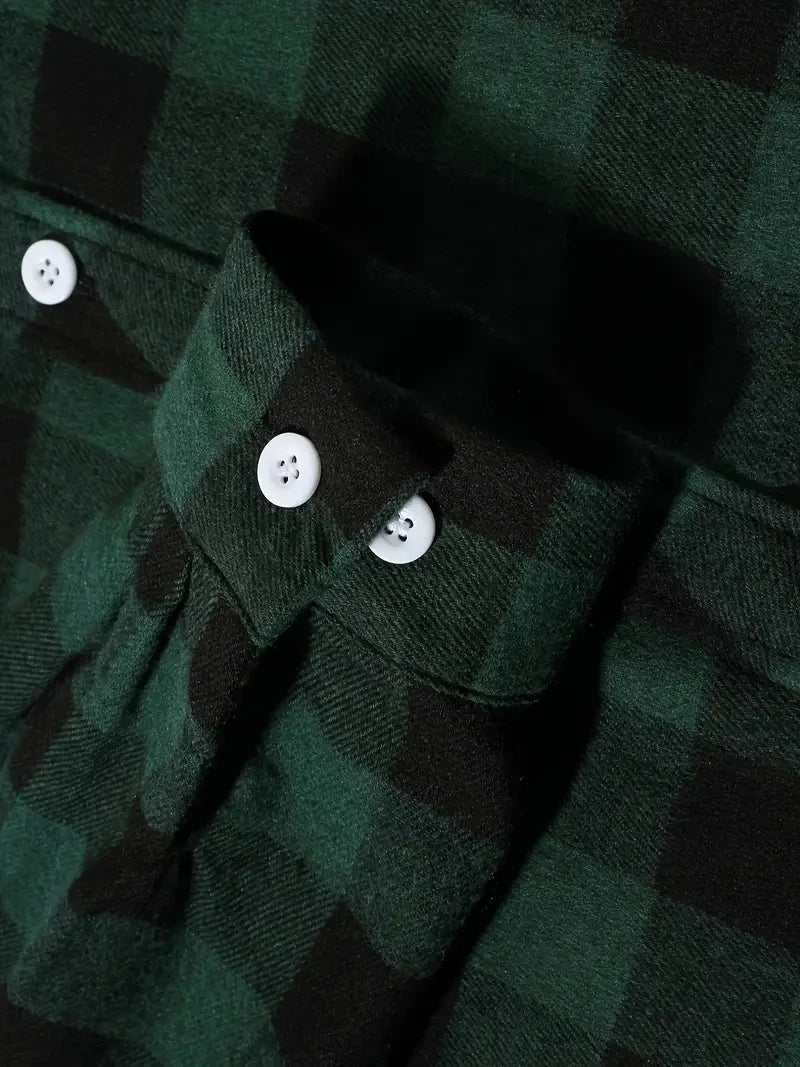 Camisa Franela Cuadros Hombre Manga Larga