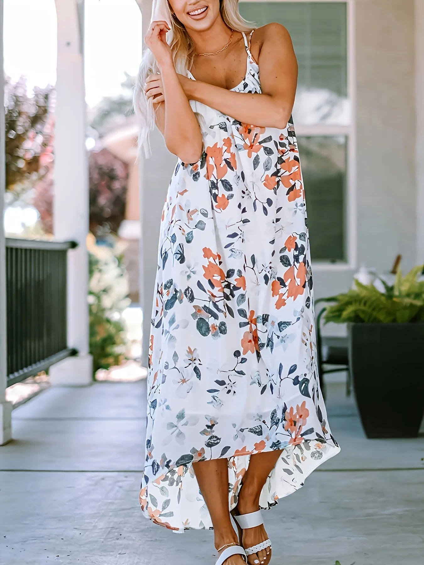 Vestido estampado de festival de verano tejido de talla grande para mujer