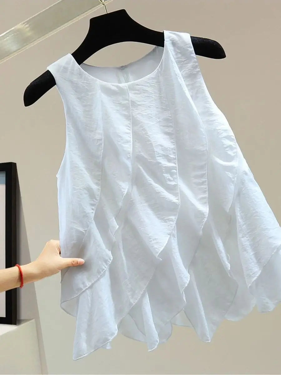 Chaleco Gasa Encaje Sin Mangas Mujer