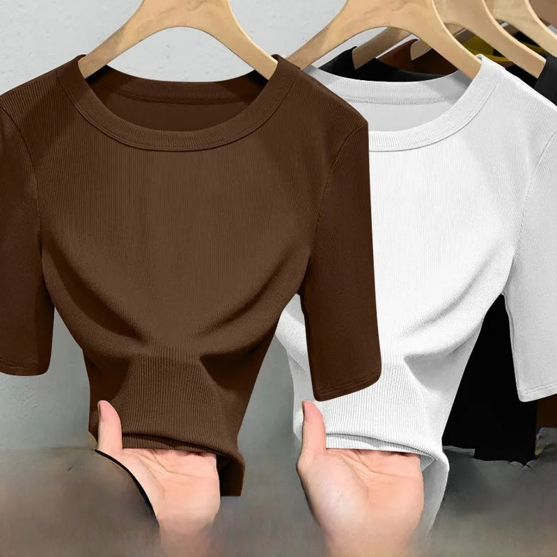 Camiseta Seda Manga Corta Ajustada