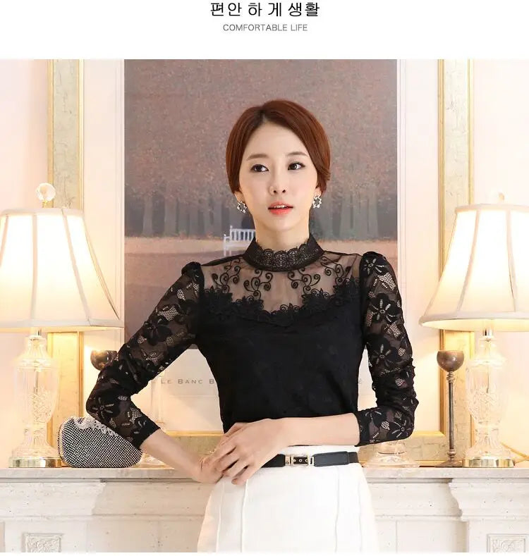 Camiseta Forro Polar Encaje Manga Larga