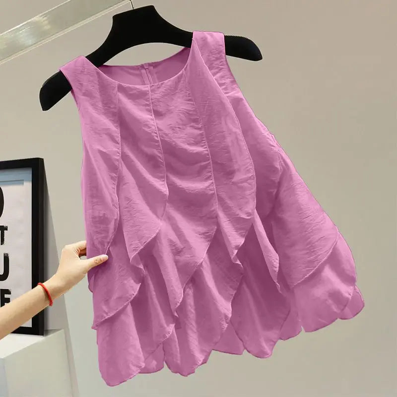 Chaleco Gasa Encaje Sin Mangas Mujer