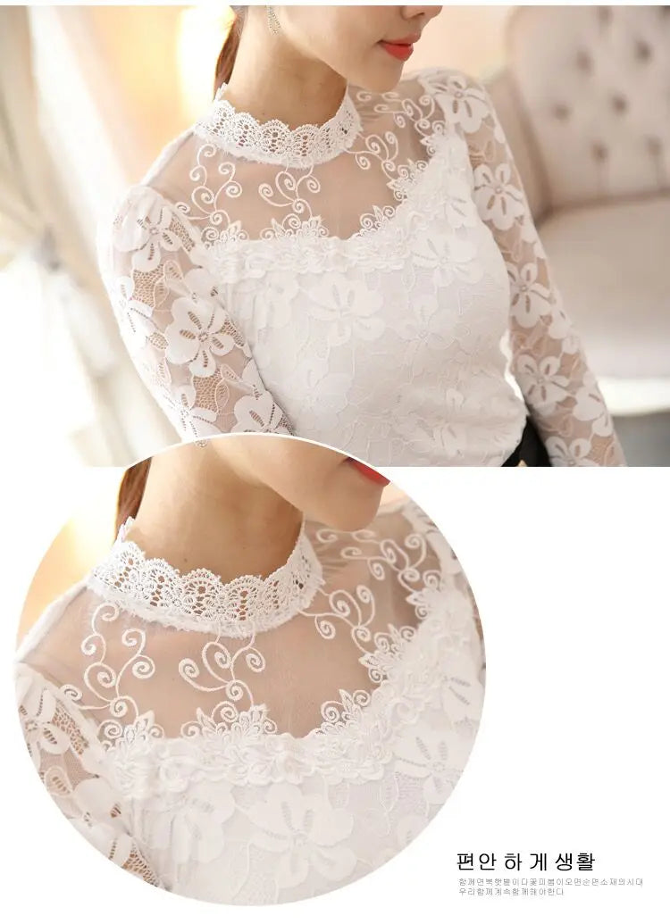 Camiseta Forro Polar Encaje Manga Larga