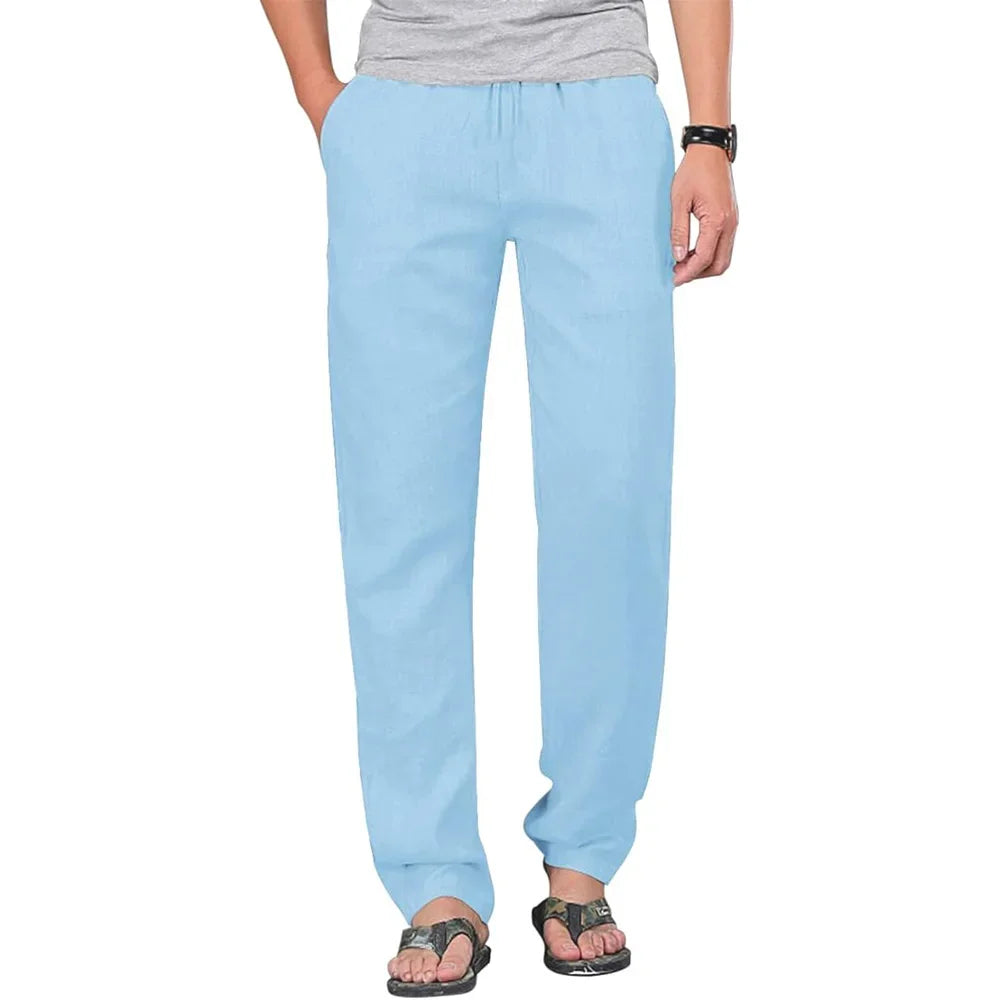 Pantalones Algodón Lino Hombre Yoga