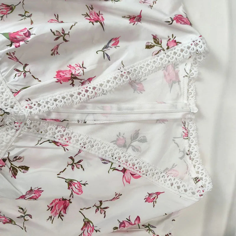 Vestido Floral Encaje Cuello V Elegante