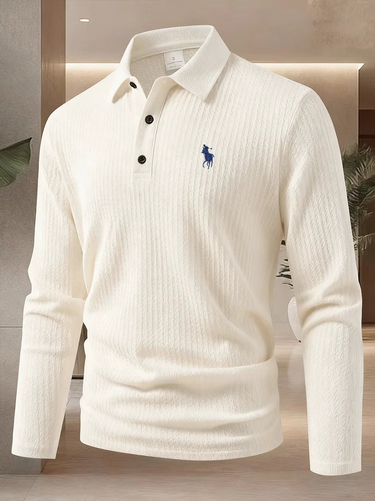 Camiseta Polo Bordada Hombre Manga Larga