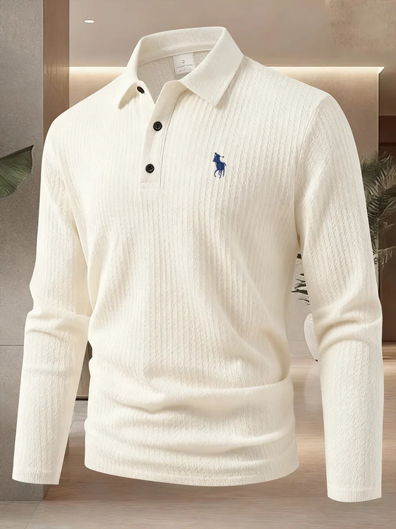Camiseta Polo Bordada Hombre Manga Larga