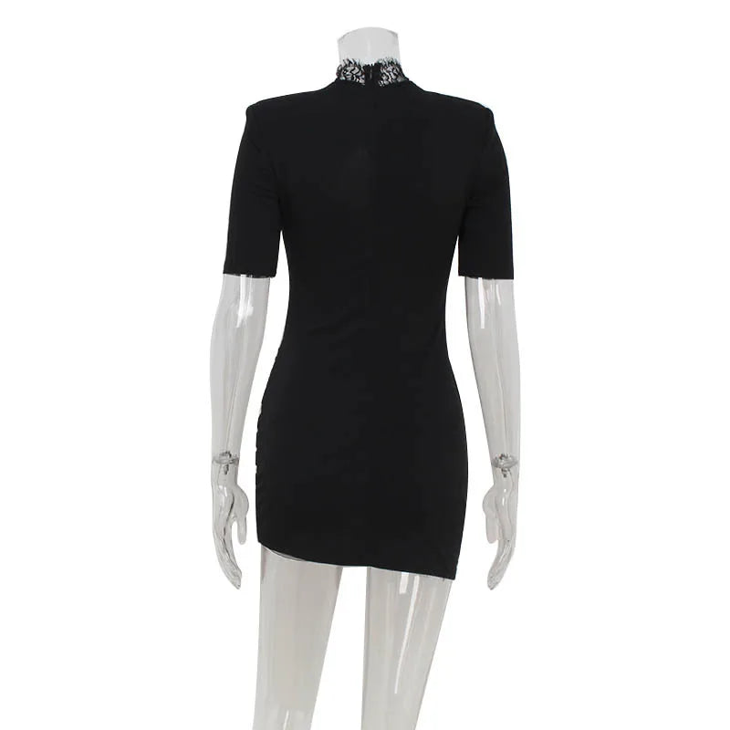 Vestido Encaje Ajustado Cuello Alto Sexy