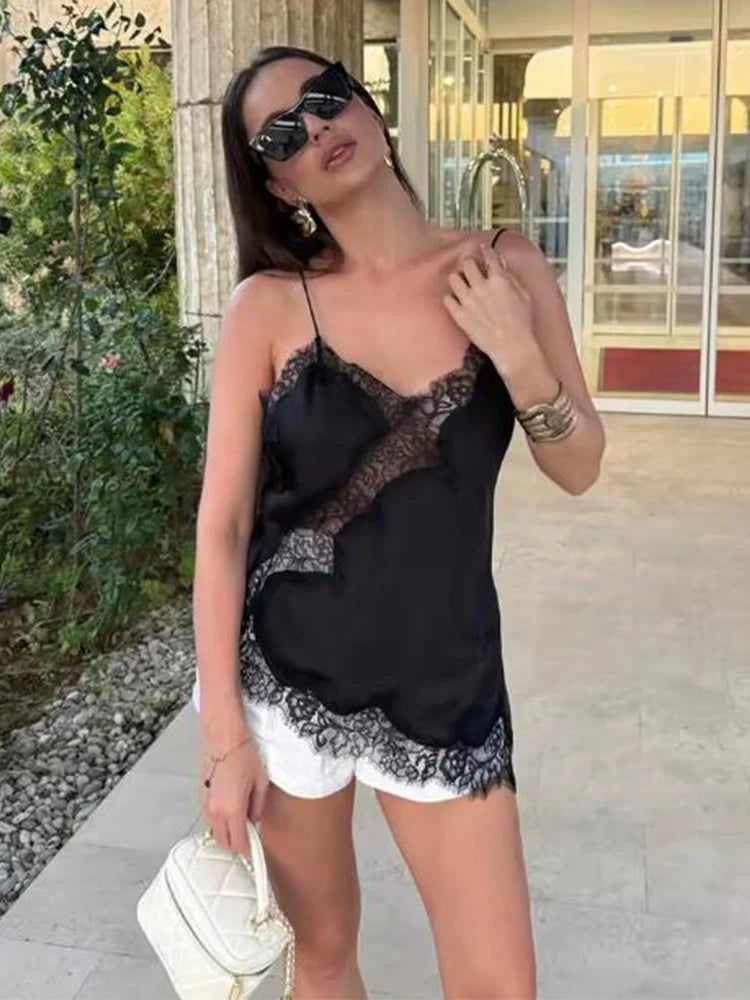 Top Corto Encaje Espalda Descubierta Sexy