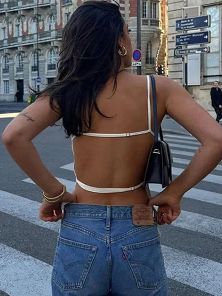 Camisola Espalda Descubierta Cordones Sexy