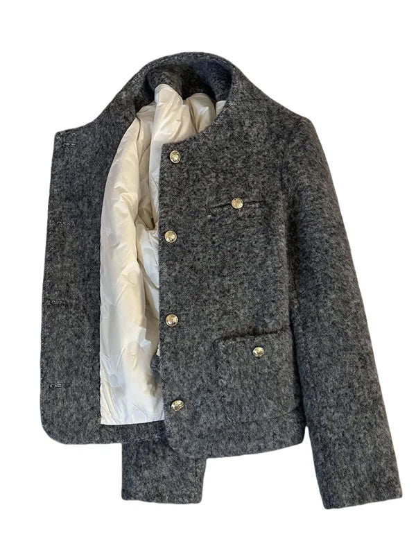 Abrigo Corto Lana Mujer Invierno