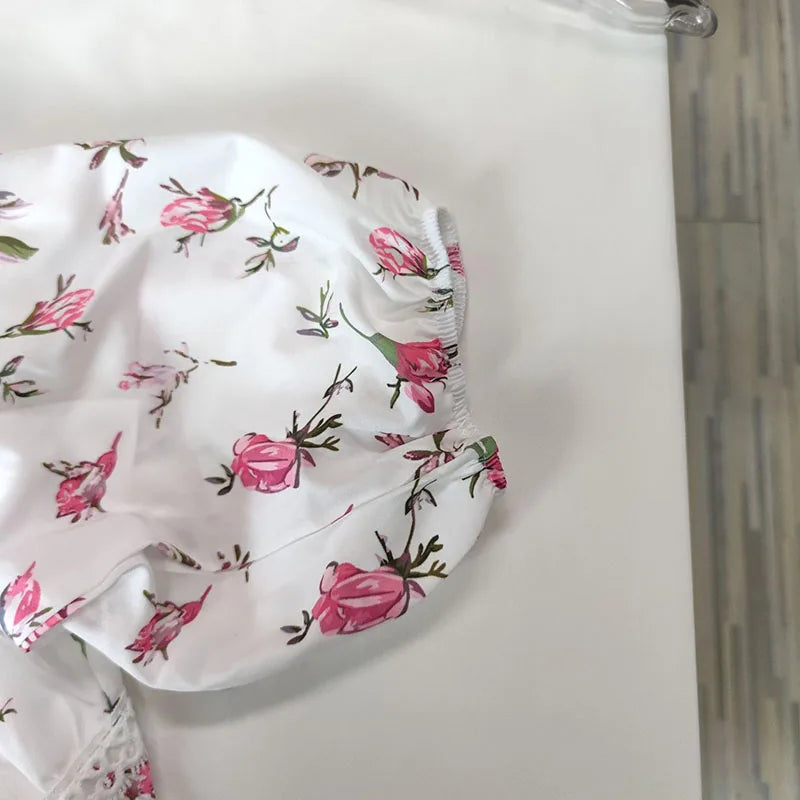 Vestido Floral Encaje Cuello V Elegante