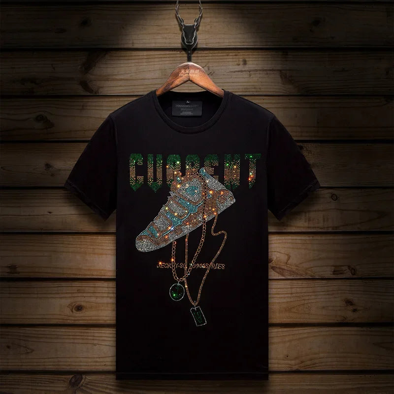 Camiseta Hombre Diamantes Manga Corta