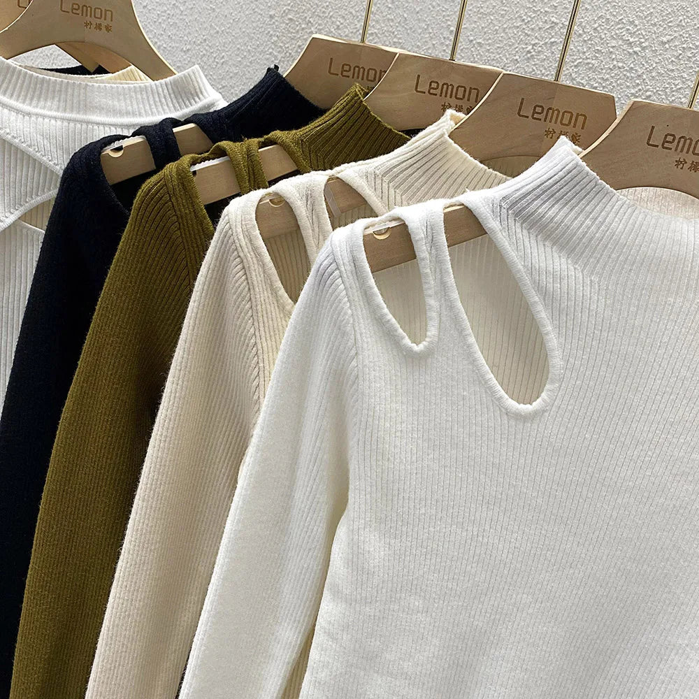 Suéter Punto Cuello Alto Mujer Invierno