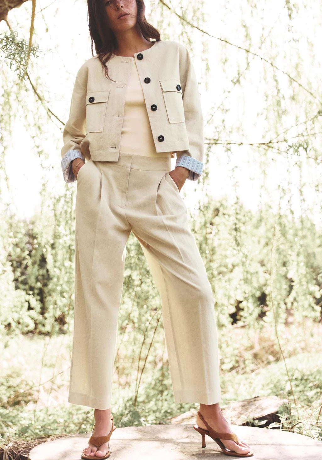 Conjunto Chaqueta Lino Pantalones Casual