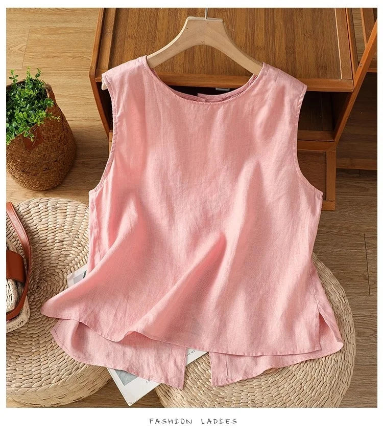 Chaleco Algodón Lino Sin Mangas Casual