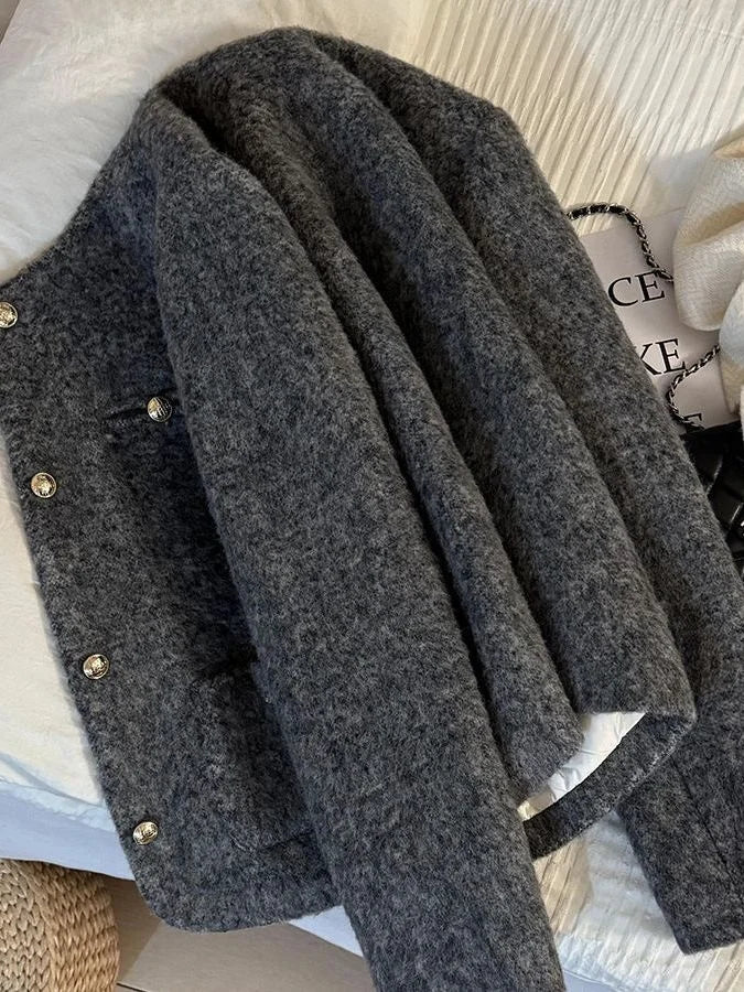 Abrigo Corto Lana Mujer Invierno