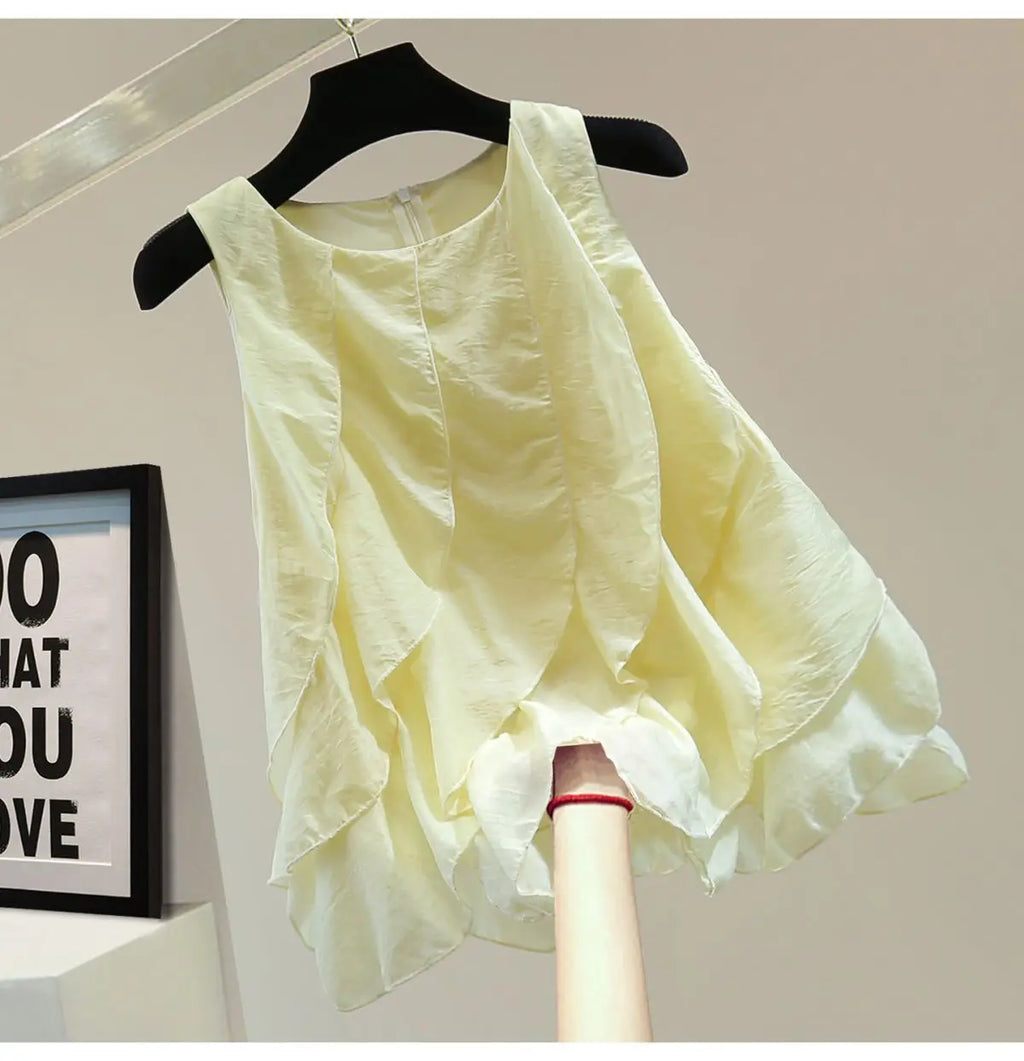 Chaleco Gasa Encaje Sin Mangas Mujer