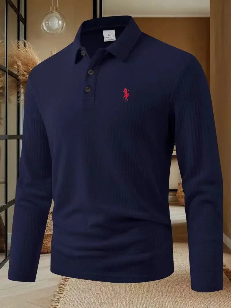Camiseta Polo Bordada Hombre Manga Larga