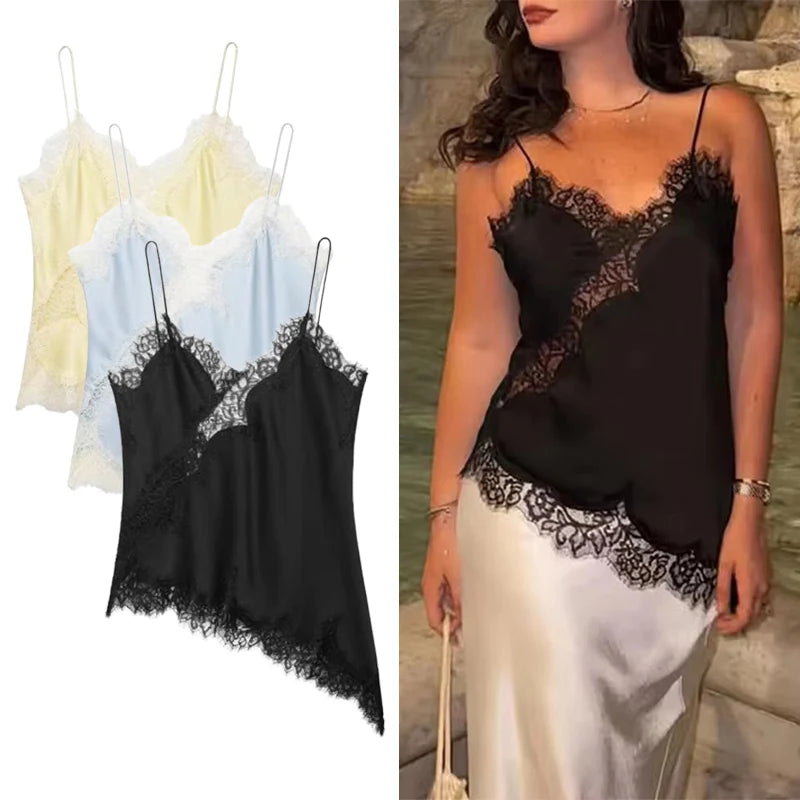 Top Corto Encaje Sexy Espalda Descubierta