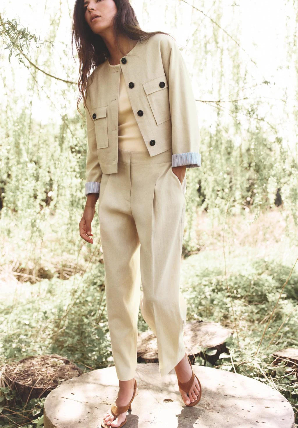 Conjunto Chaqueta Lino Pantalones Casual