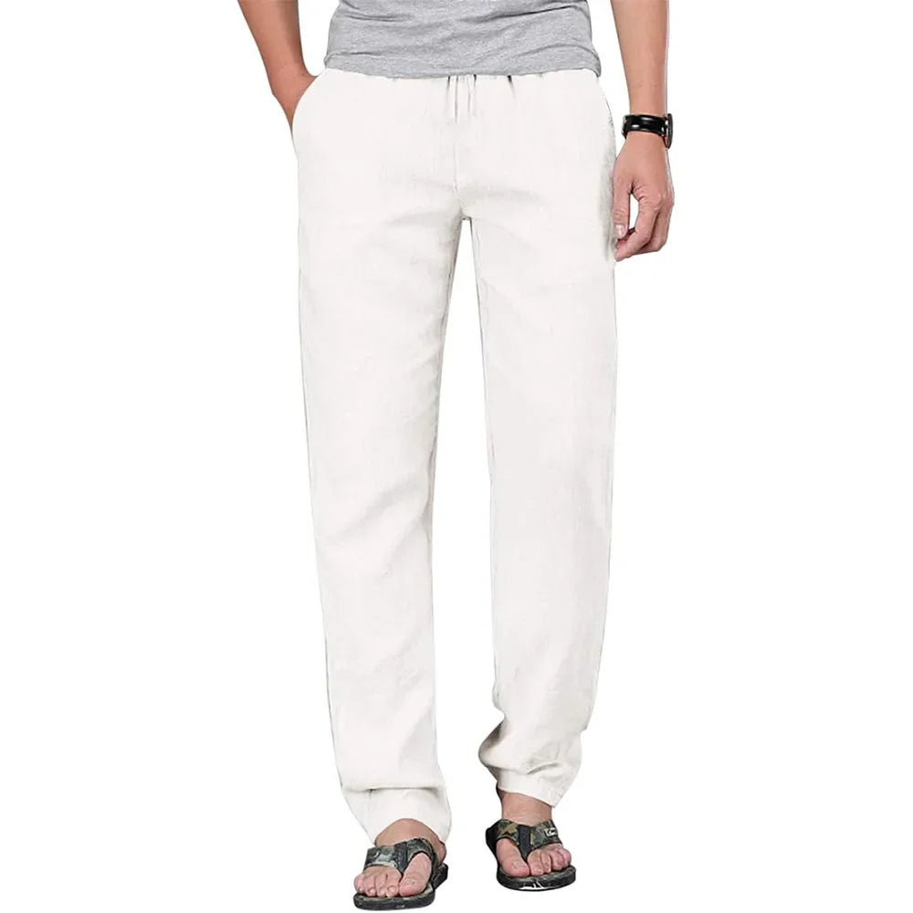 Pantalones Algodón Lino Hombre Yoga