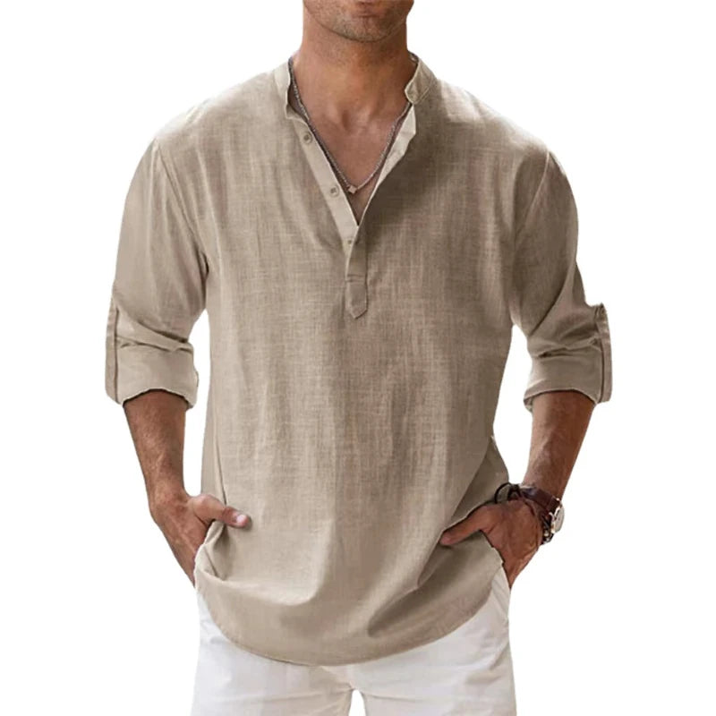 Camisa Lino Algodón Hombre Casual